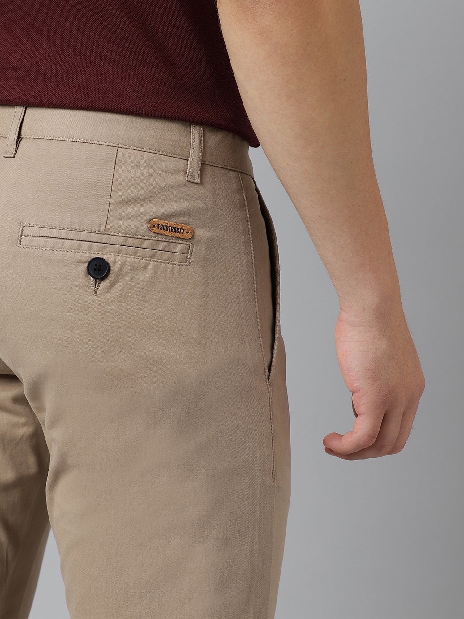 2 Way Stretch Chinos in Khaki- Slim Fit