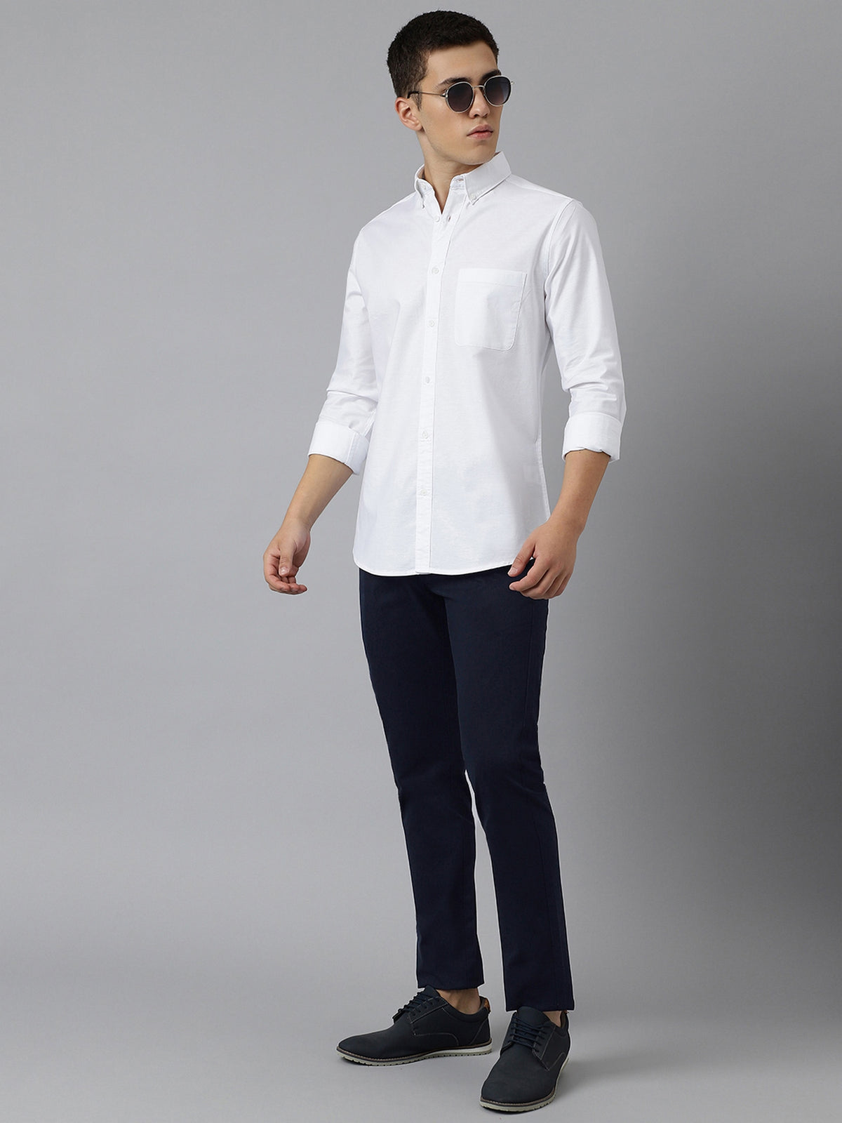 2 Way Stretch Chinos in Navy Blue- Slim Fit