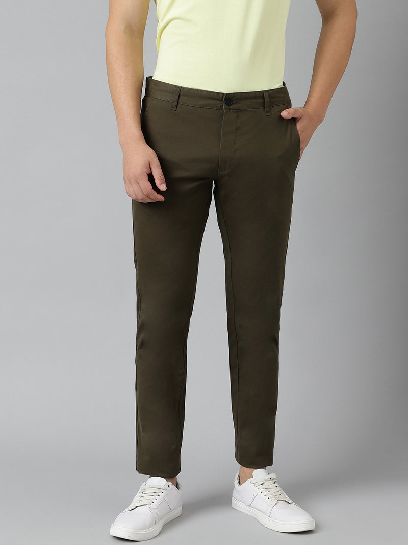 2 Way Stretch Chinos in Olive- Slim Fit
