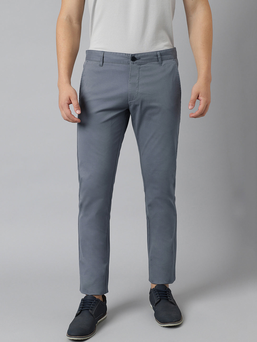 2 Way Stretch Chinos in Slate Grey- Slim Fit