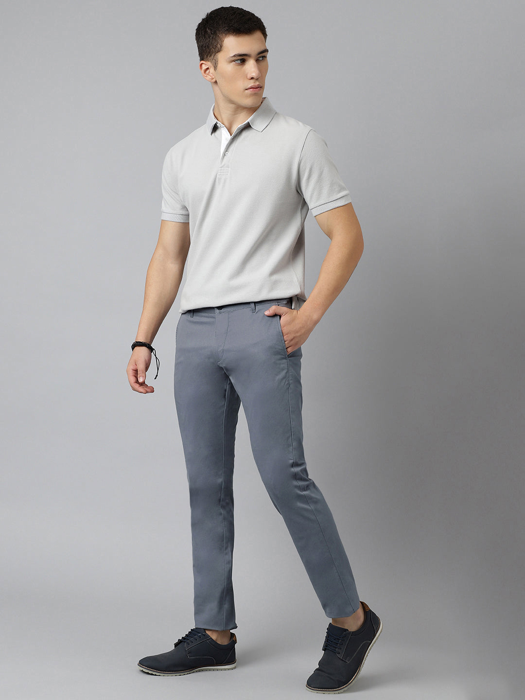 2 Way Stretch Chinos in Slate Grey- Slim Fit
