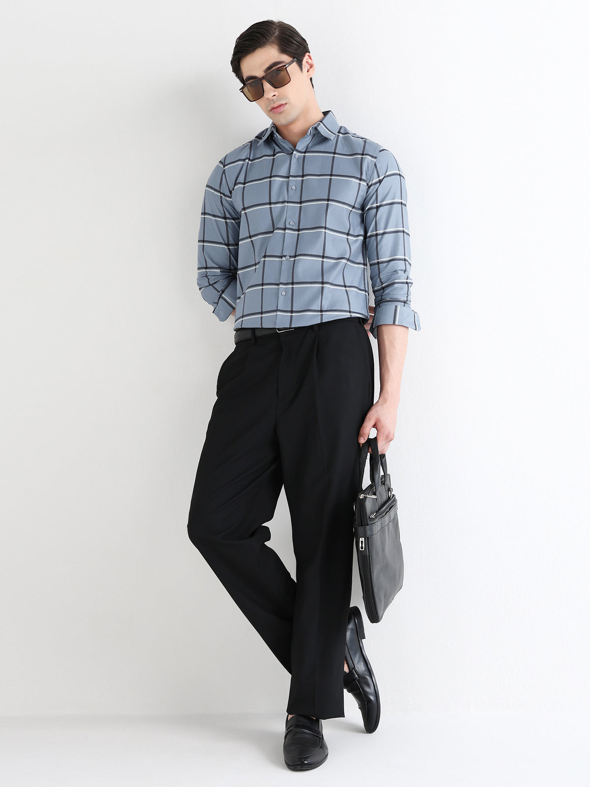 Men Slim Fit Pure Cotton Checked Formal Shirt