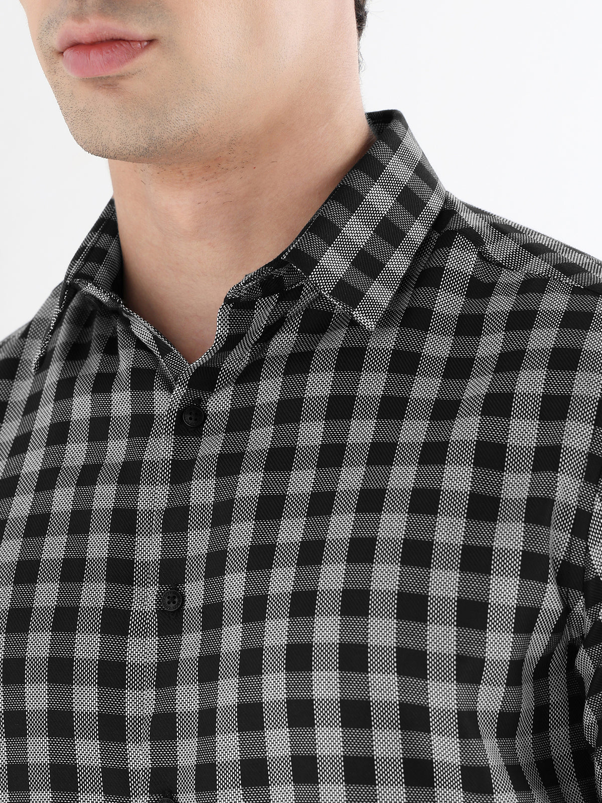 Classic Check Formal Shirt In Black-Slim Fit