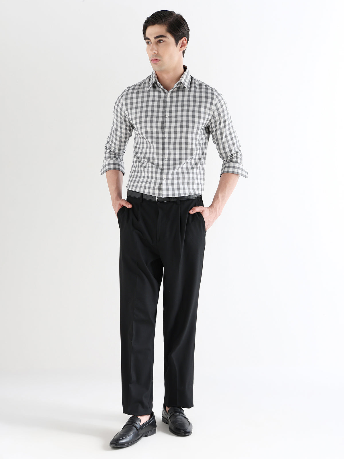 Classic Check Formal Shirt In White-Slim Fit