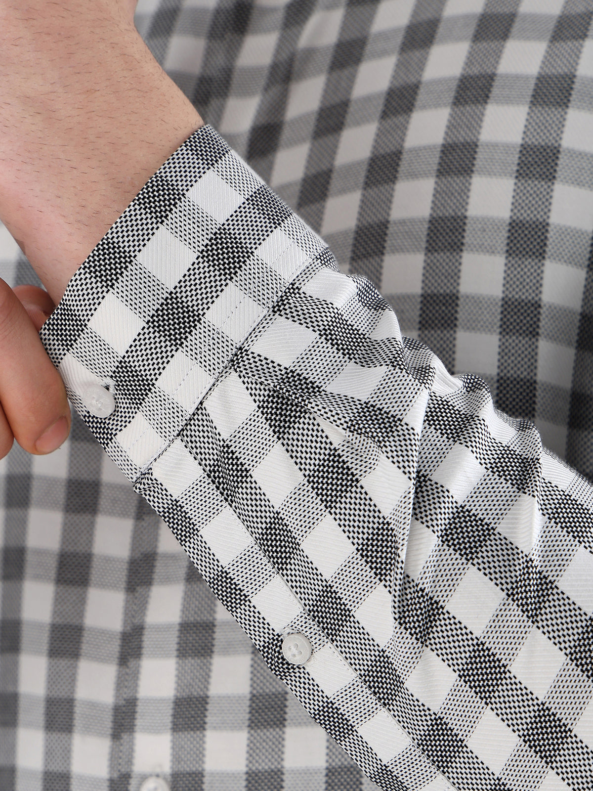Classic Check Formal Shirt In White-Slim Fit
