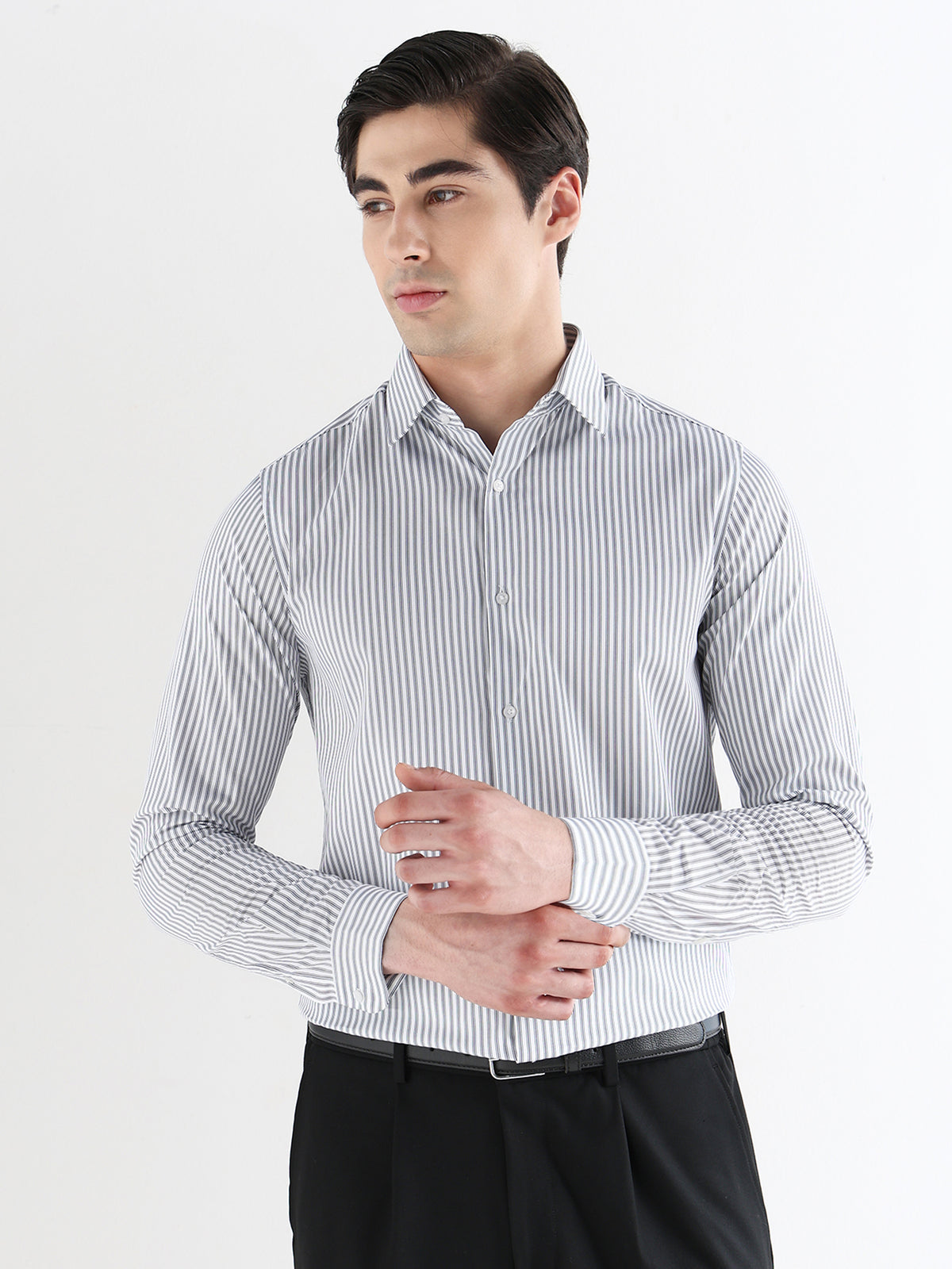 Men Slim Fit Pure Cotton Striped Formal Shirt