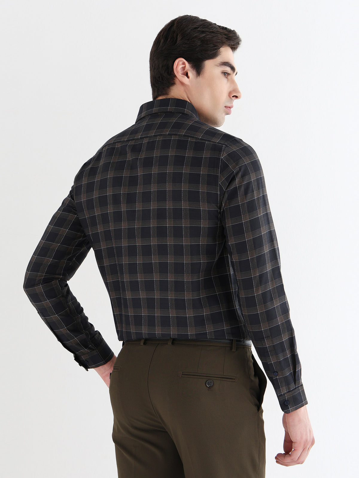 Heritage Check Formal Shirt In Black-Slim Fit