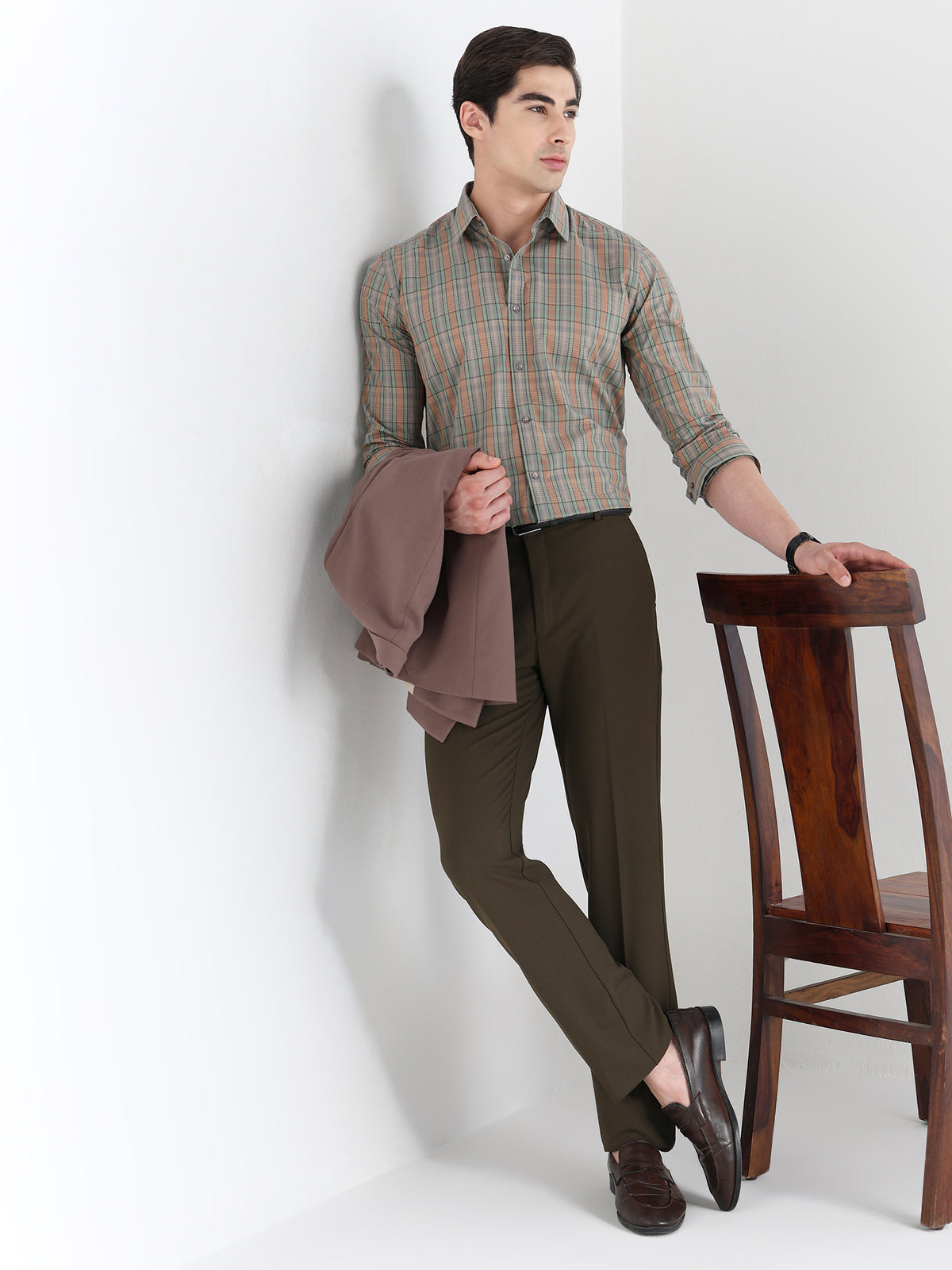 Men Comfort Fit Pure Cotton Checked Formal Shirt