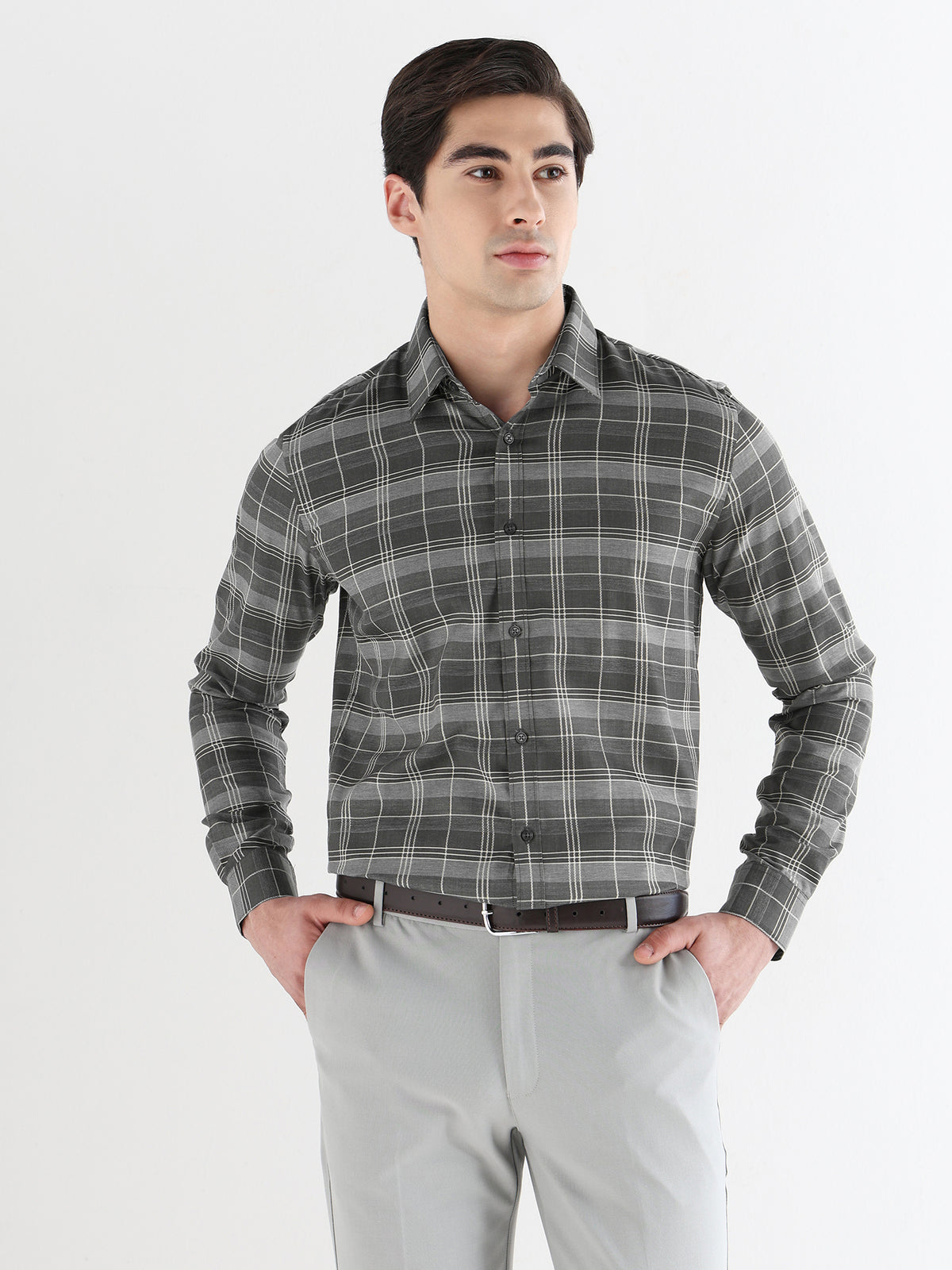 Men Comfort Fit Pure Cotton Checked Formal Shirt