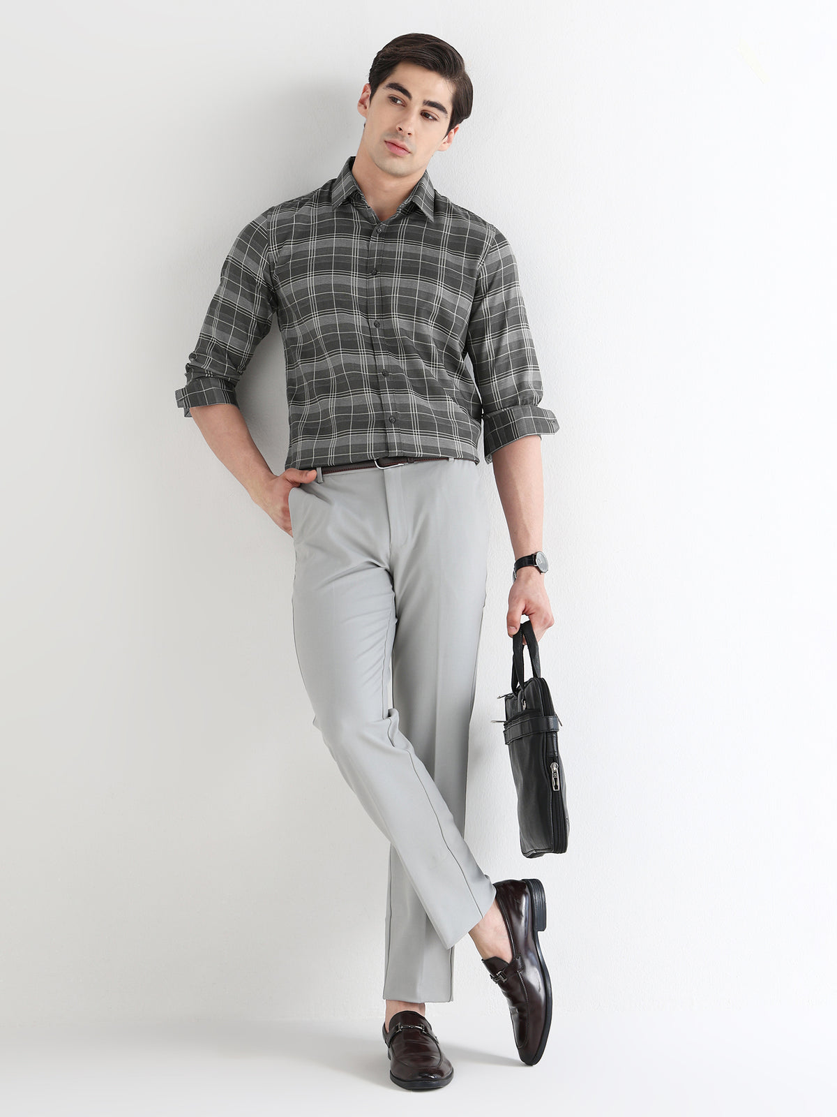 Men Comfort Fit Pure Cotton Checked Formal Shirt