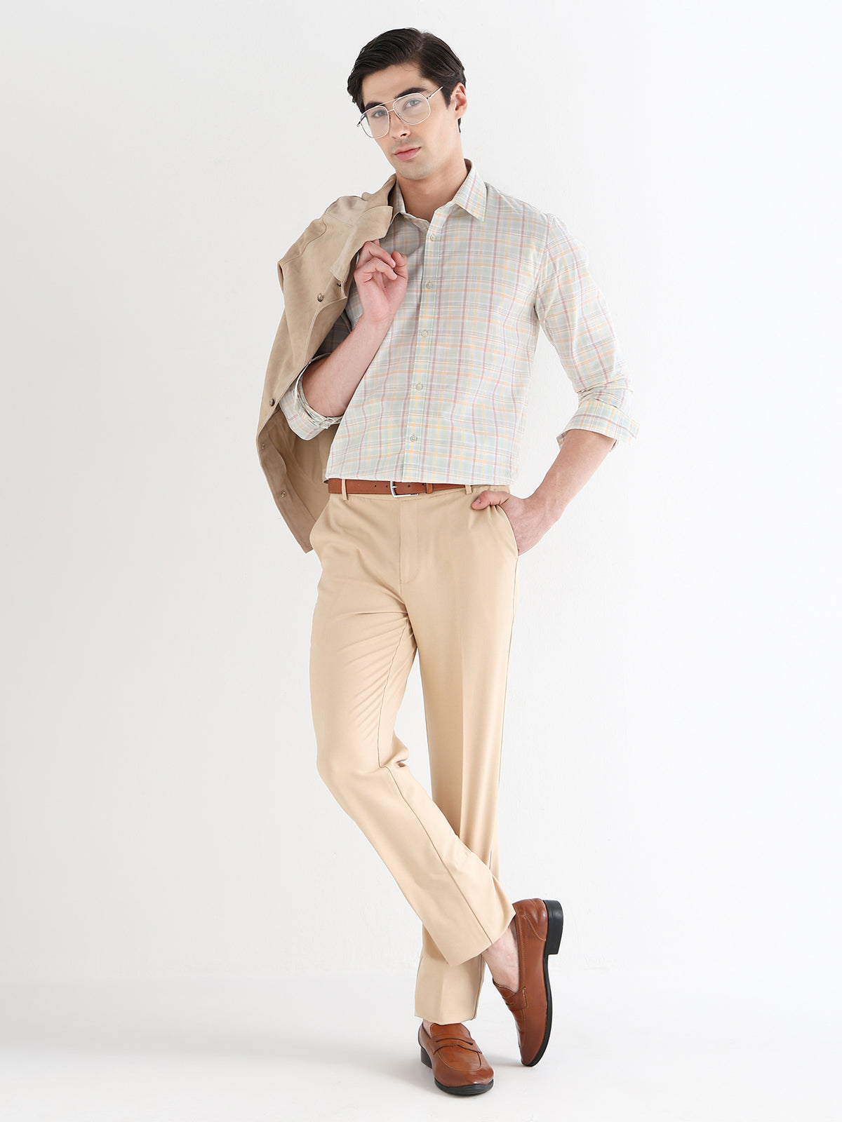 Men Comfort Fit Pure Cotton Checked Formal Shirt