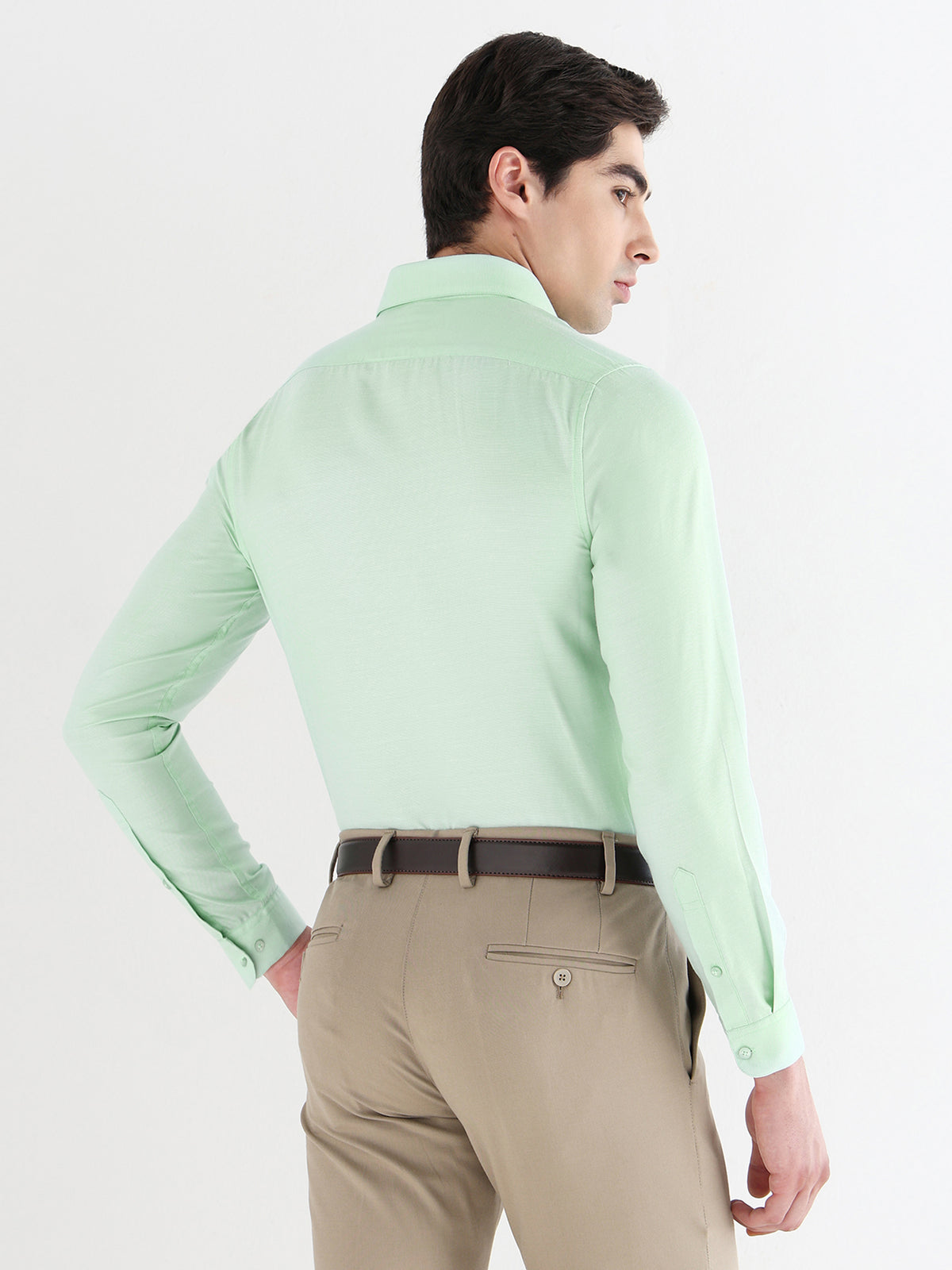 Bird Eye Textured Cotton Rich Formal Shirt in Mint