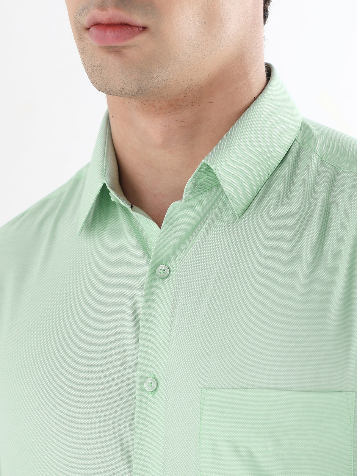Bird Eye Textured Cotton Rich Formal Shirt in Mint