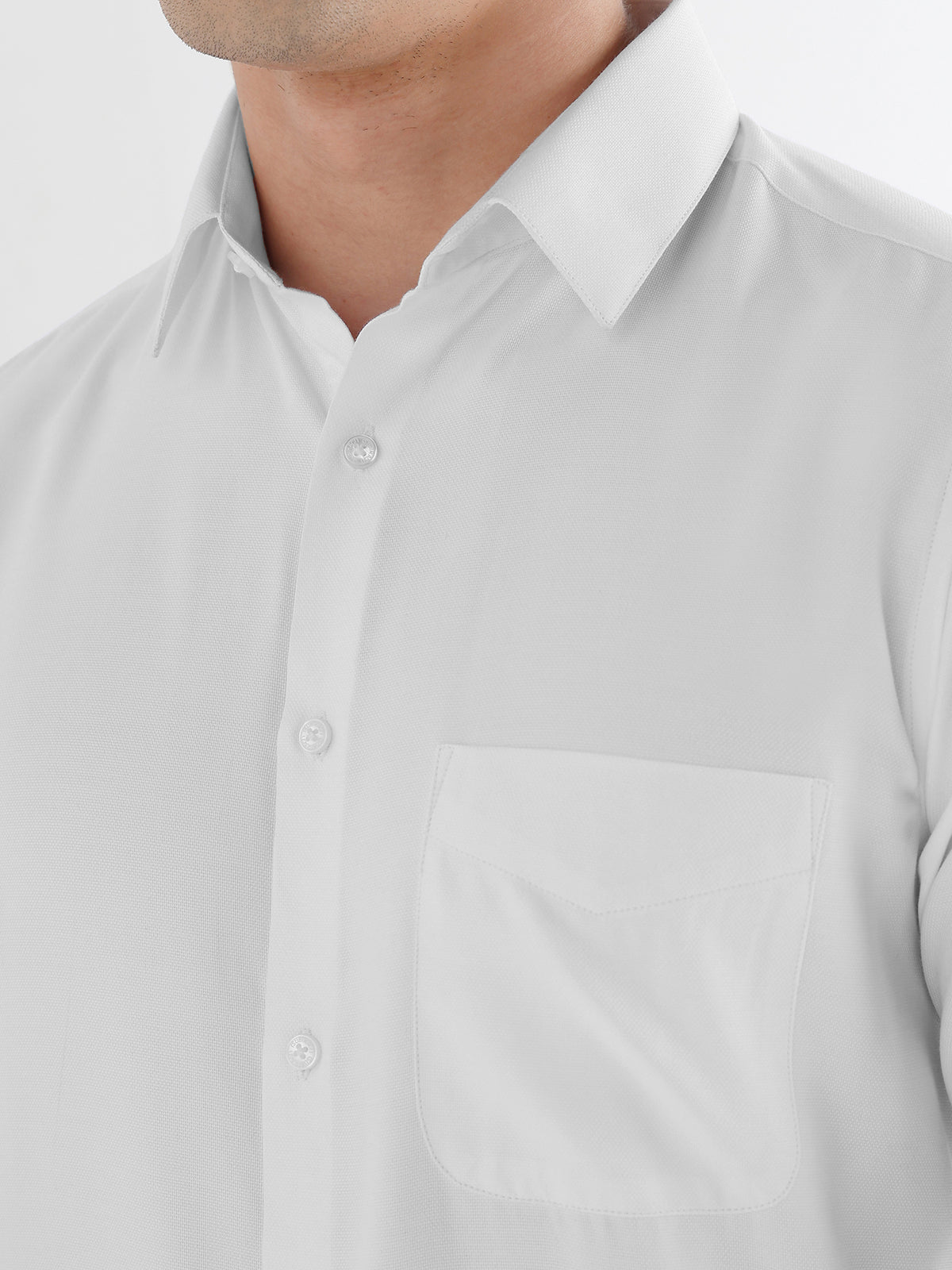 Bird Eye Textured Cotton Rich Formal Shirt in White