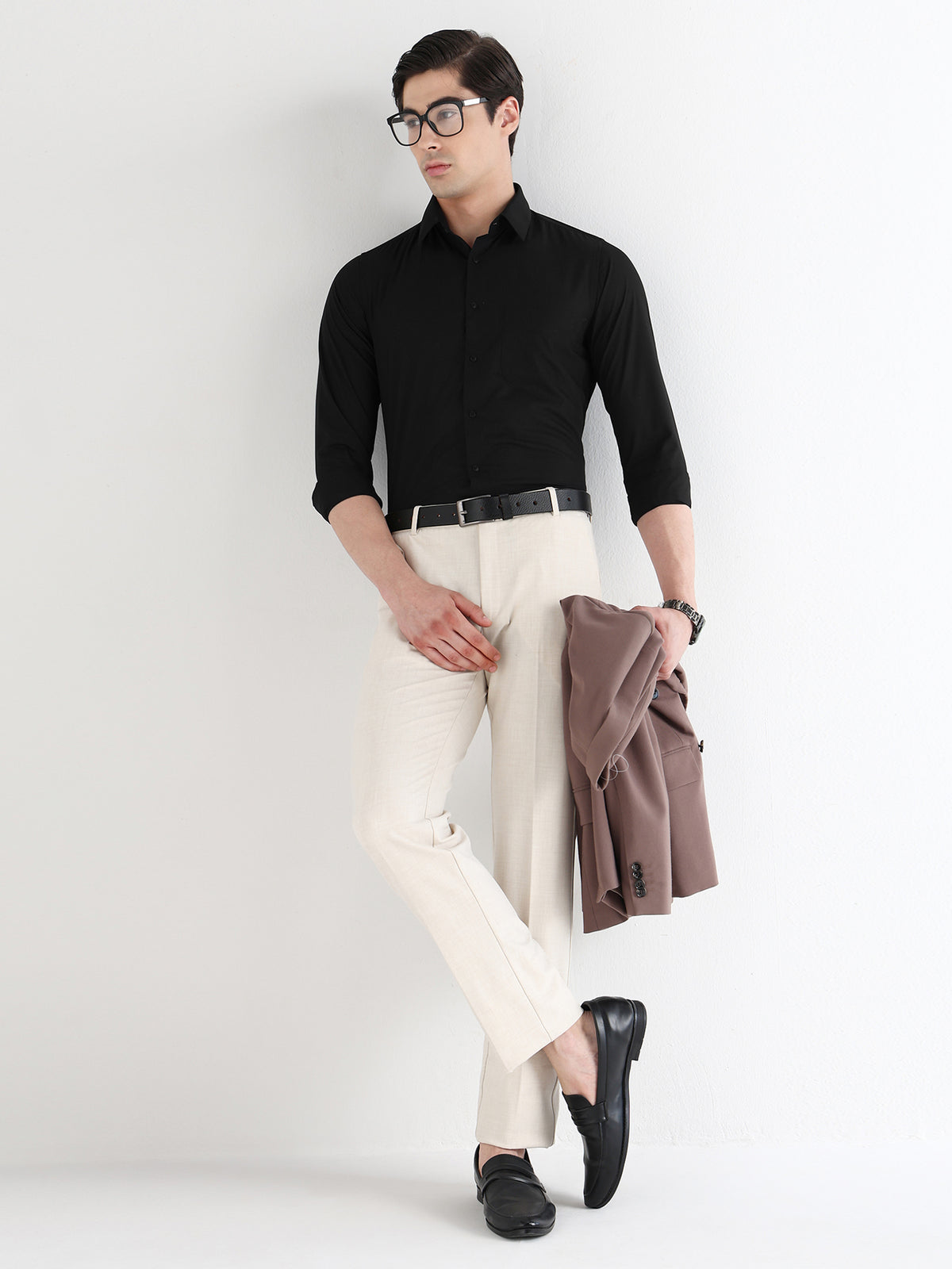 Extra Soft Solid Formal Shirt in Black - Slim Fit