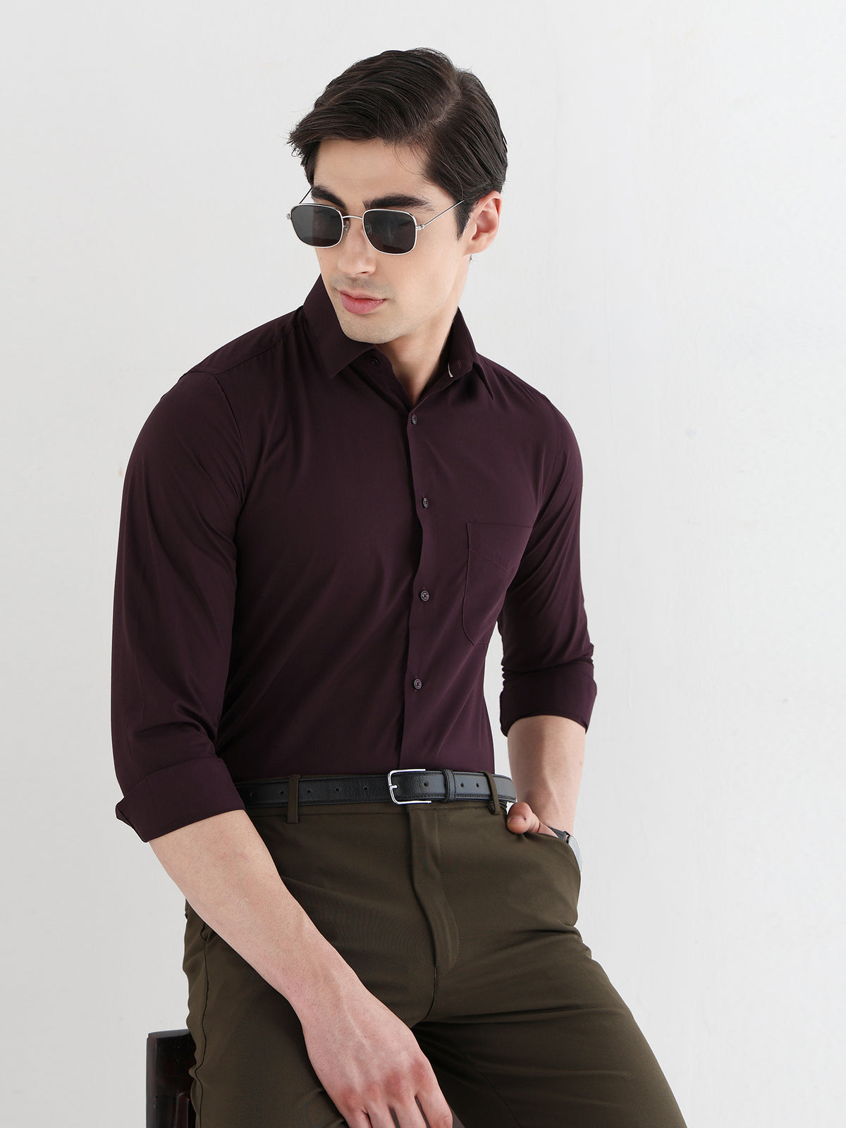 Extra Soft Solid Formal Shirt in Maroon - Slim Fit