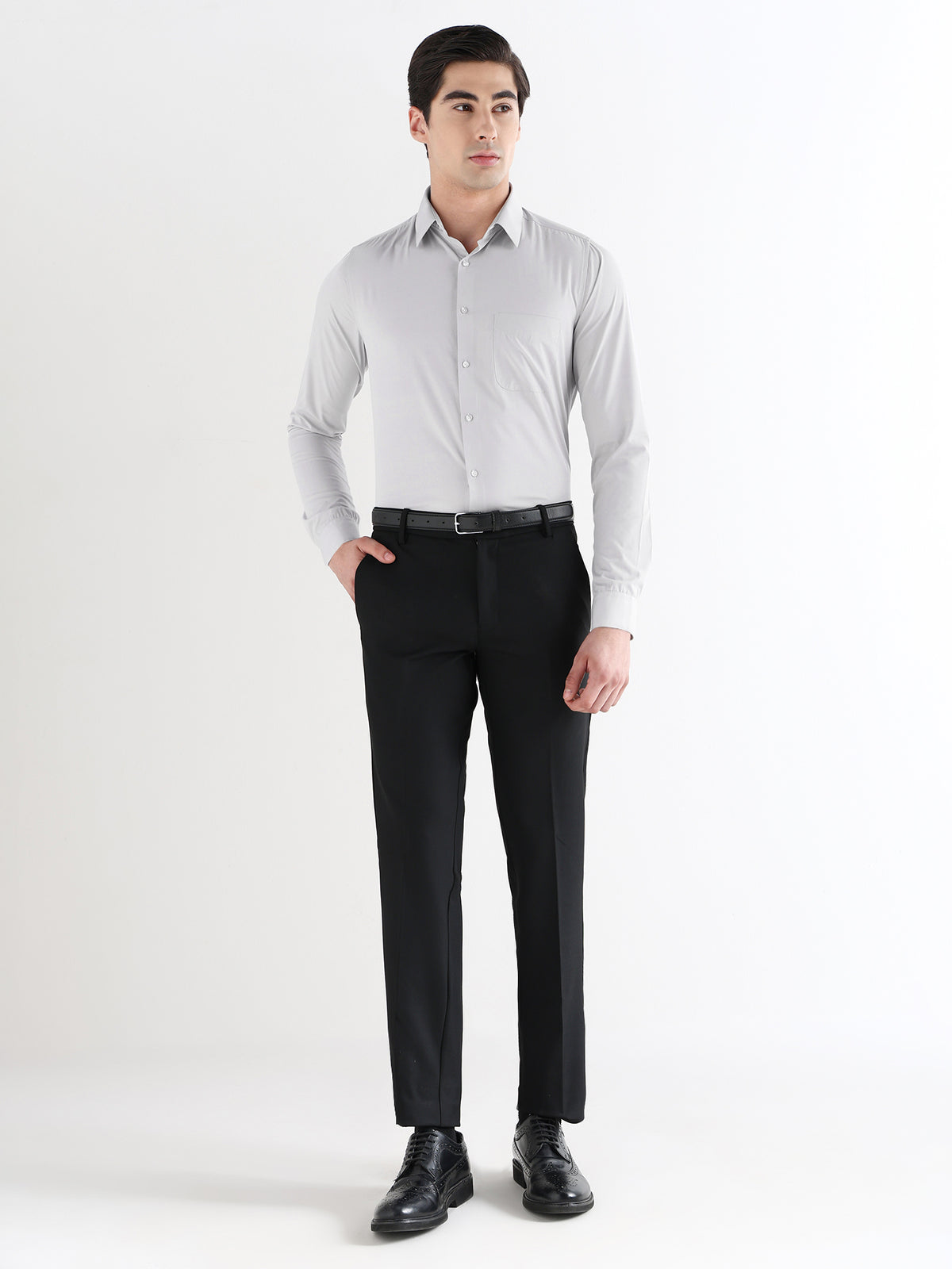 Extra Soft Solid Formal Shirt in Grey - Slim Fit