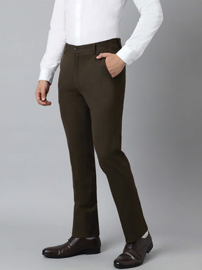 Flex Waist 4-Way Stretch Formal Trousers in Jade Olive- Slim Fit
