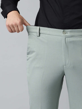 Flex Waist 4-Way Stretch Formal Trousers in Mint Green- Slim Fit