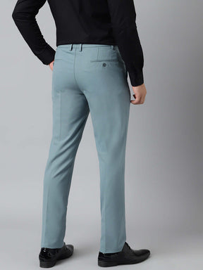 Flex Waist 4-Way Stretch Formal Trousers in Powder Blue- Slim Fit