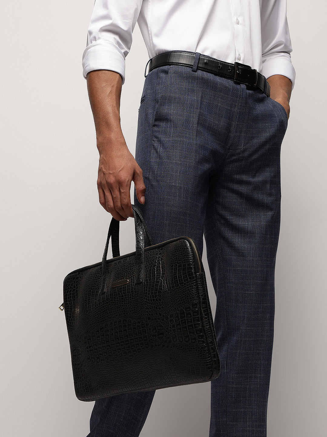 MoveLite™ Checked Trousers in Steel Blue