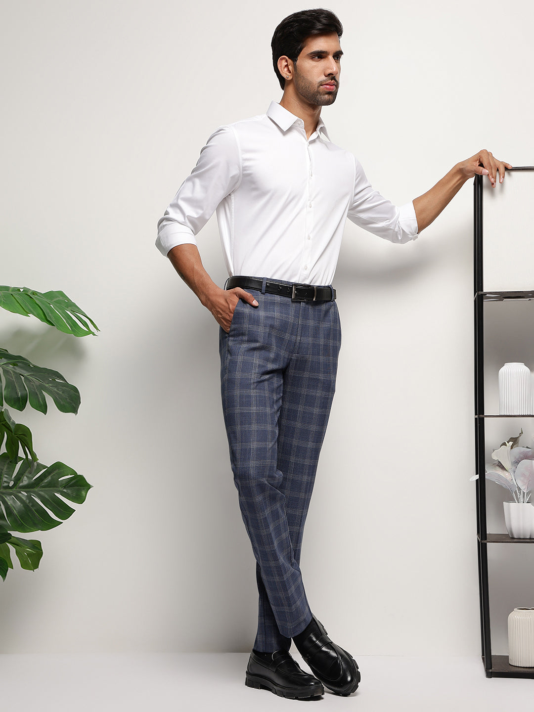 MoveLite™ Checked Trousers in Indigo