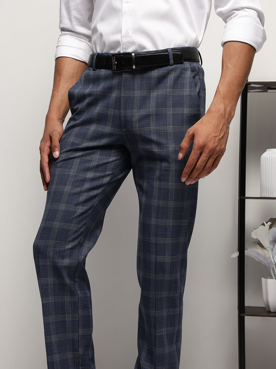 MoveLite™ Checked Trousers in Indigo