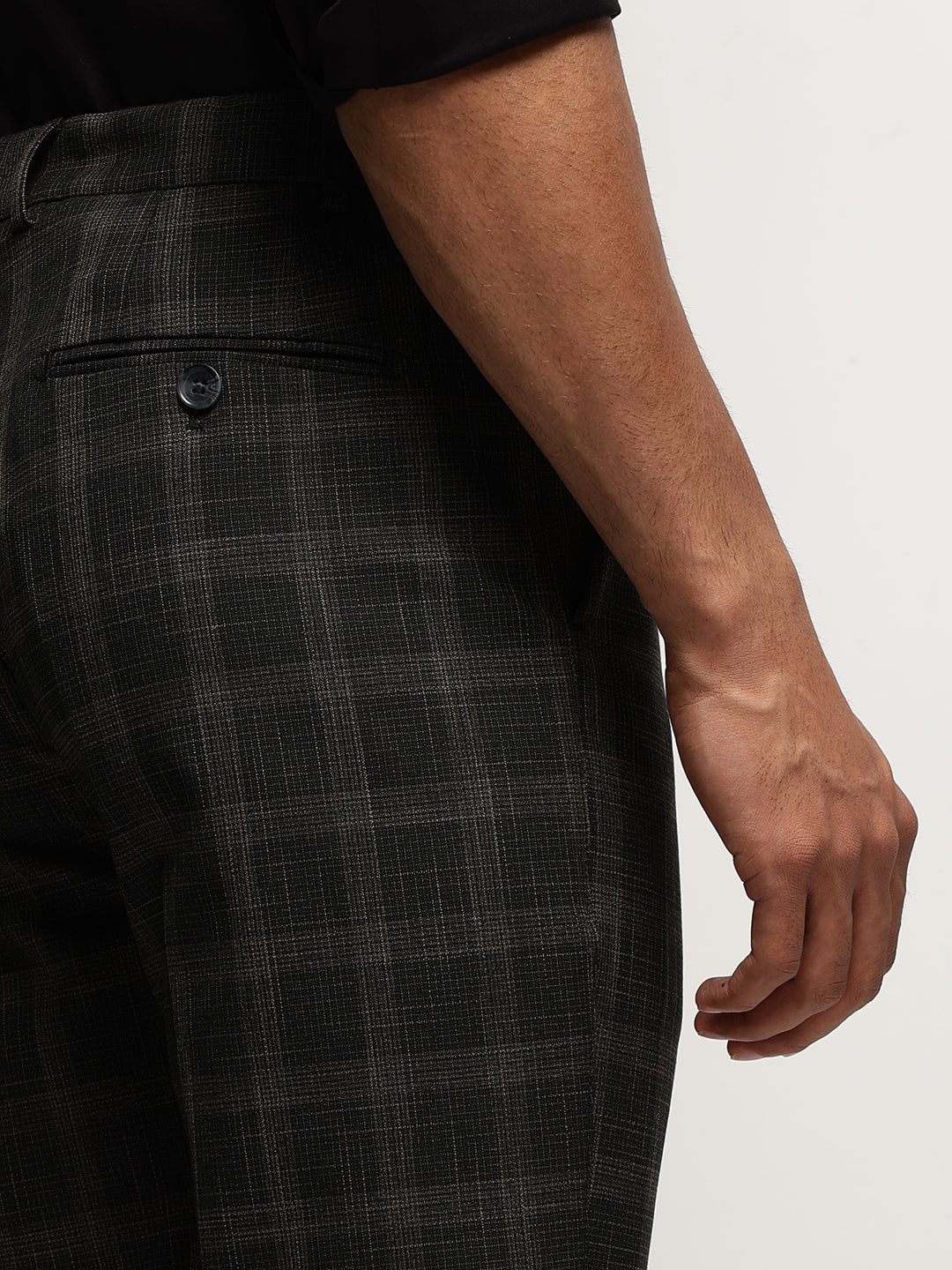Flex Waist 4-Way Stretch Checked Formal Trousers in Midnight Pine- Slim Fit