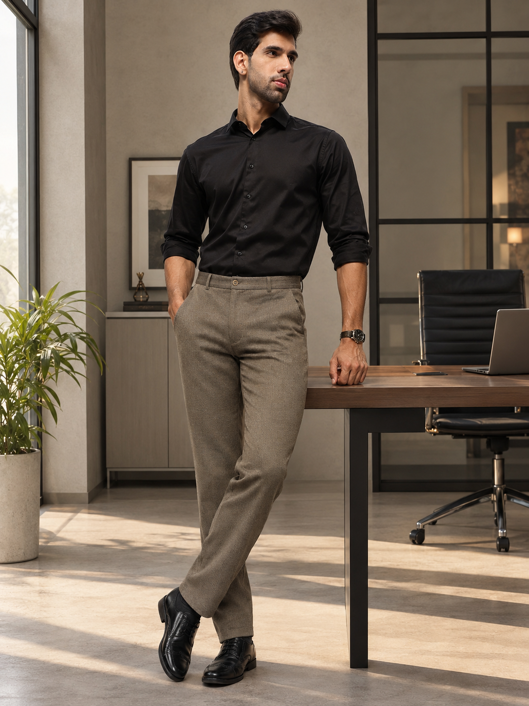 MoveLite™ Striped Trousers in Hardwood