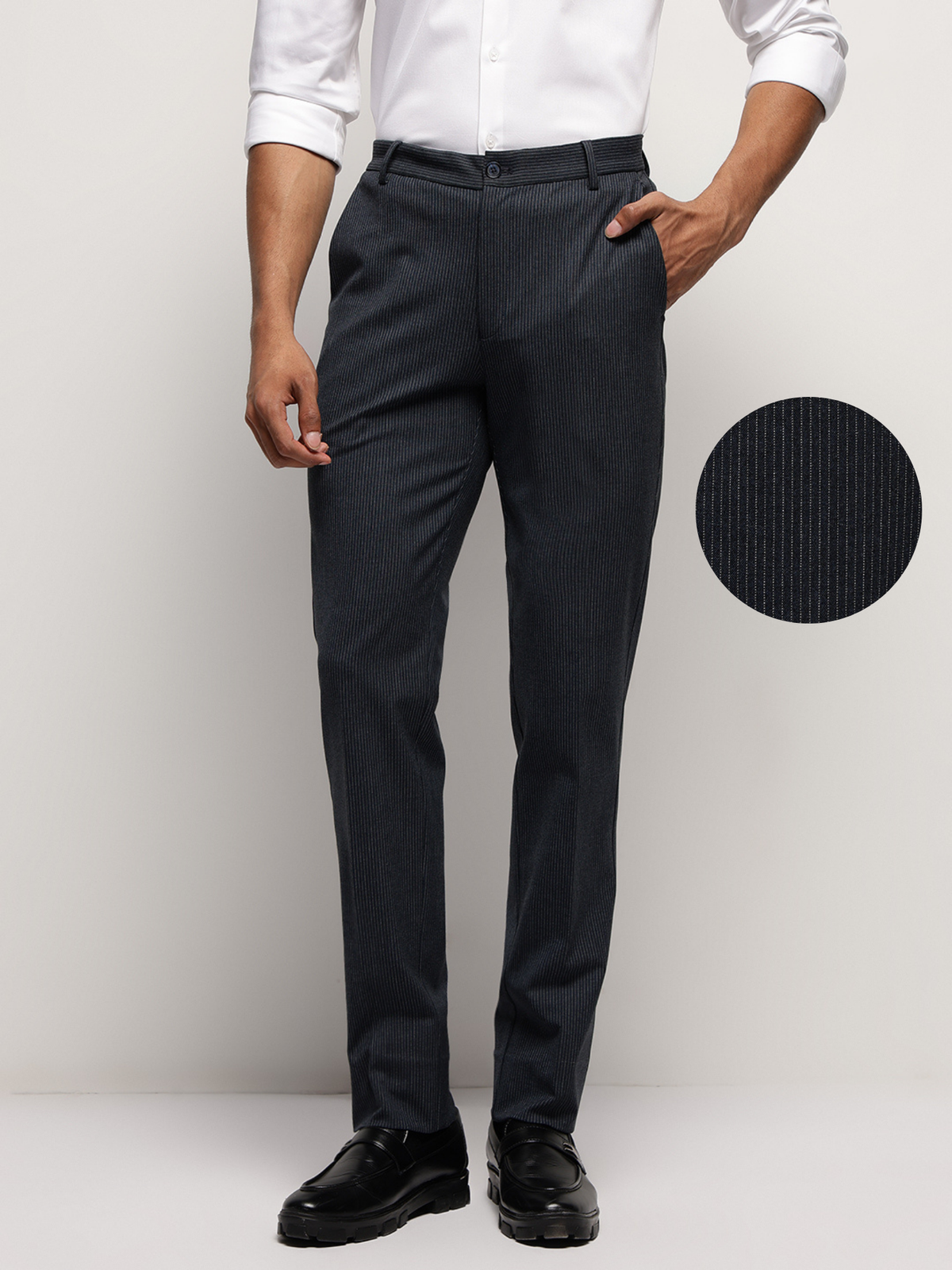 MoveLite™ Striped Trousers in Denim Blue