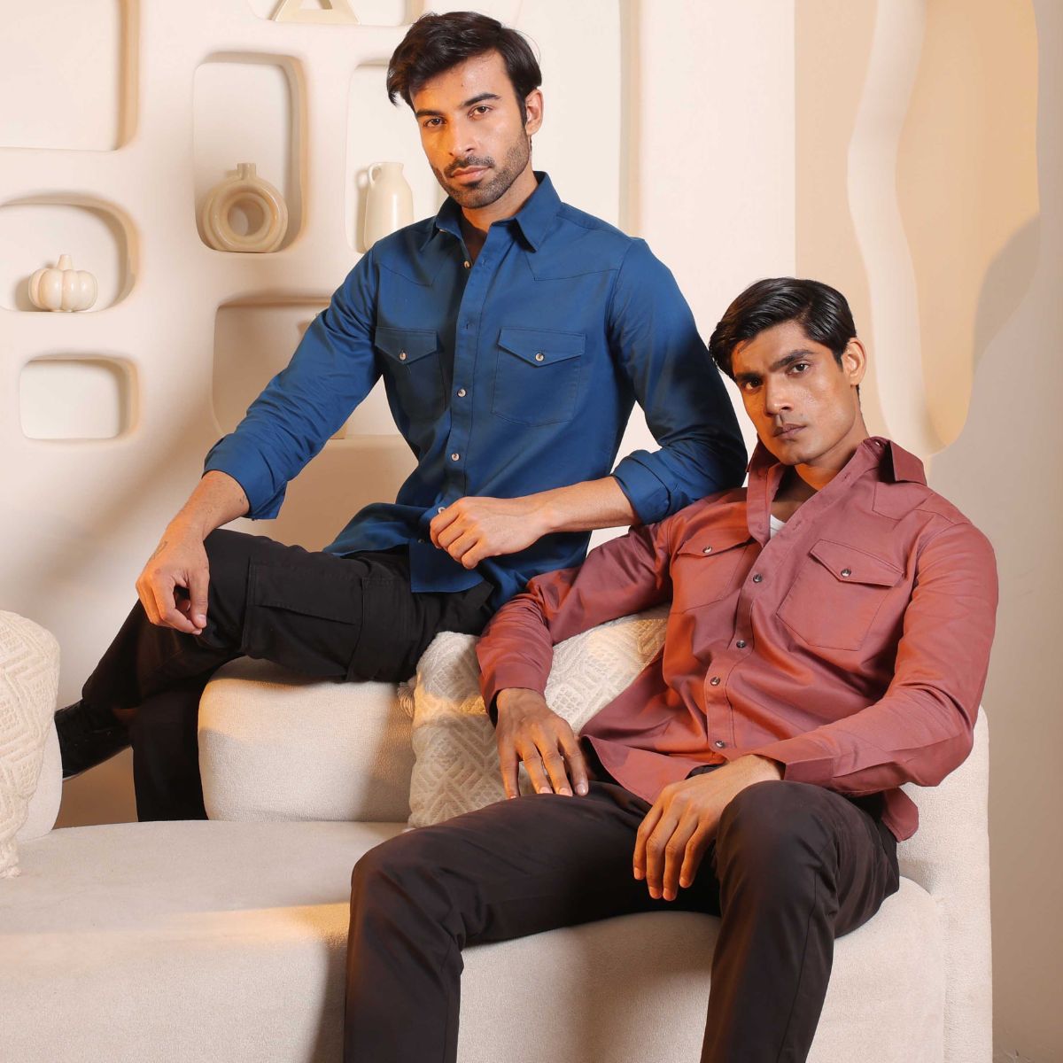 Men's red and blue formal shirts