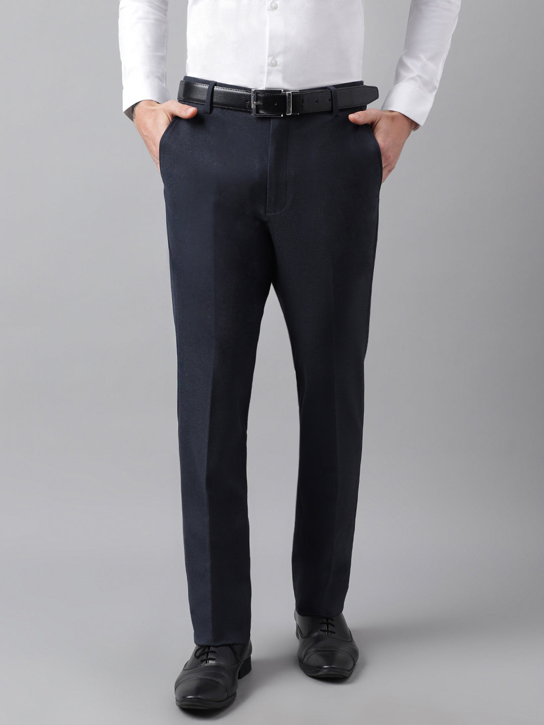 4-Way Stretch Formal Trousers in Mel Blue- Slim Fit