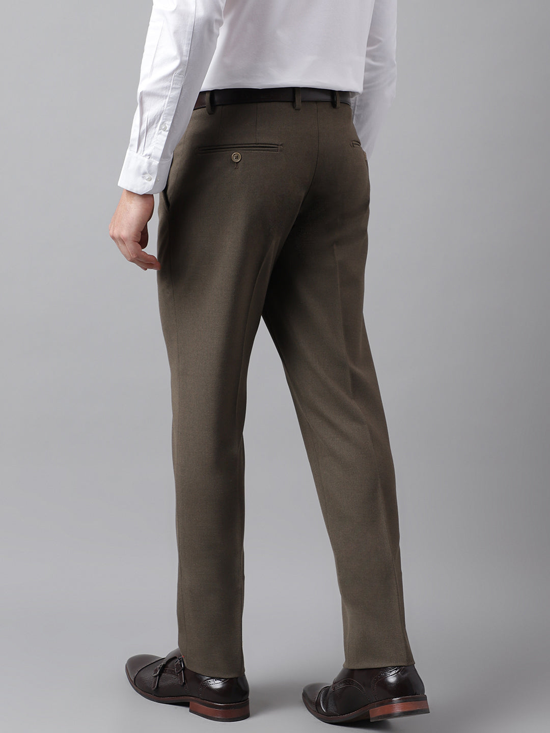4-Way Stretch Formal Trousers in Oak Brown - Slim Fit