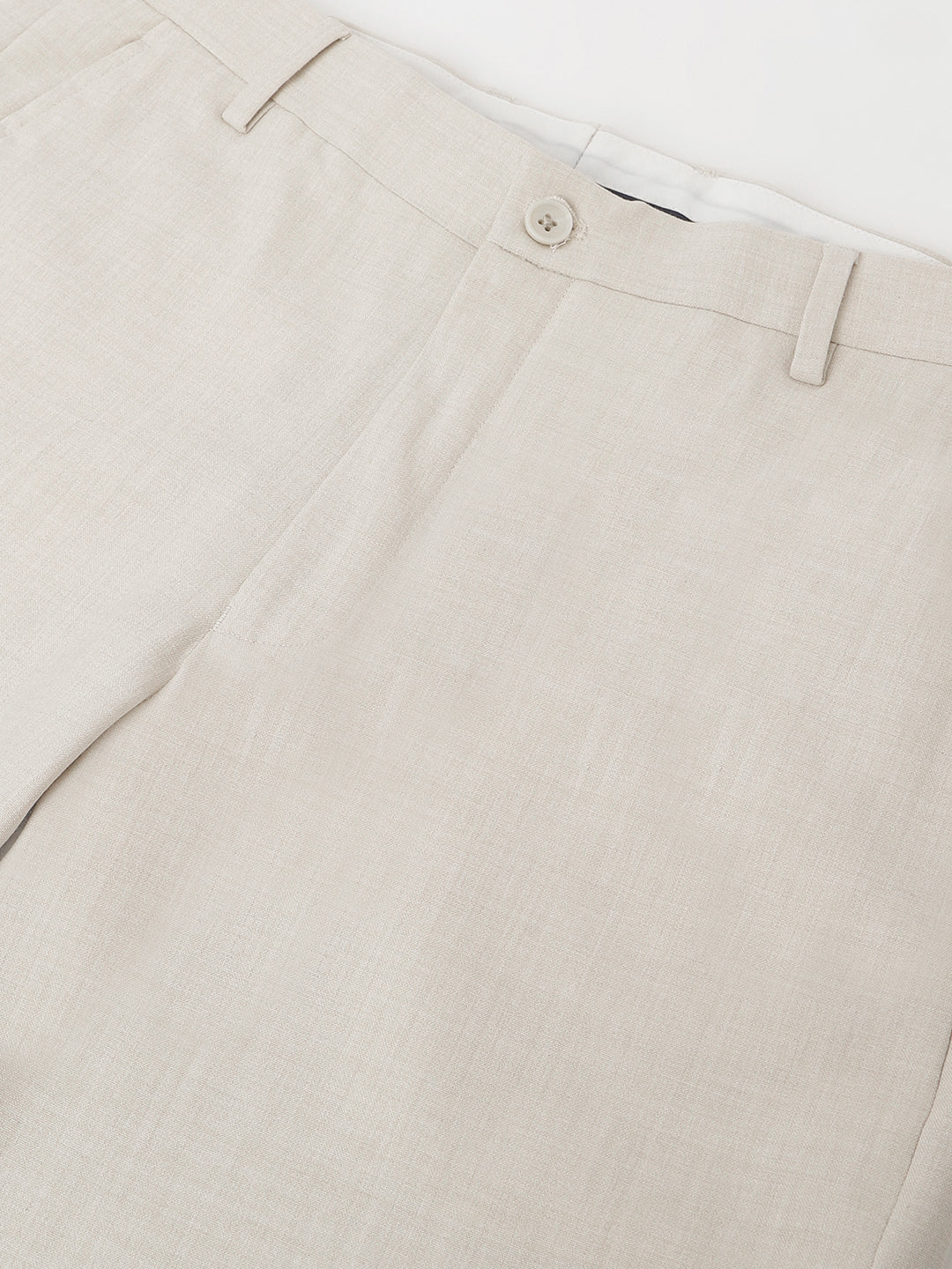 4-Way Stretch Formal Trousers in Ivory Sand - Slim Fit