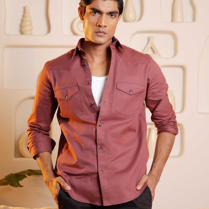 Casual maroon shirt for men