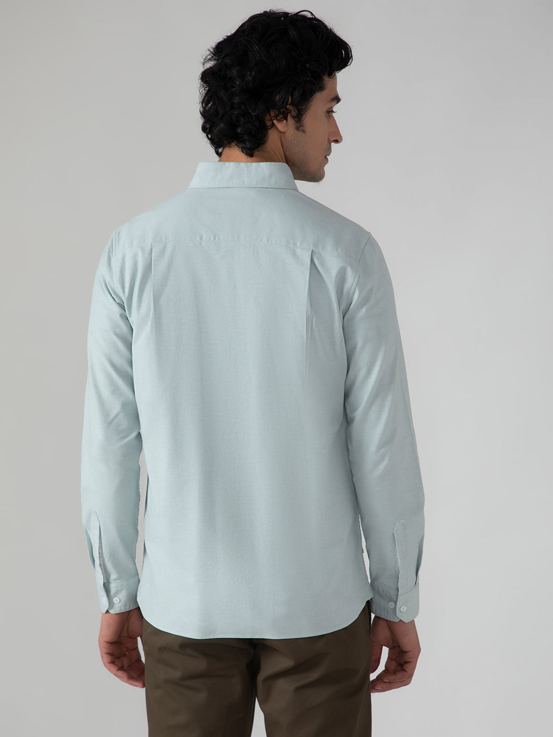 2 Way Stretch Oxford Shirt in Mint Green- Slim Fit