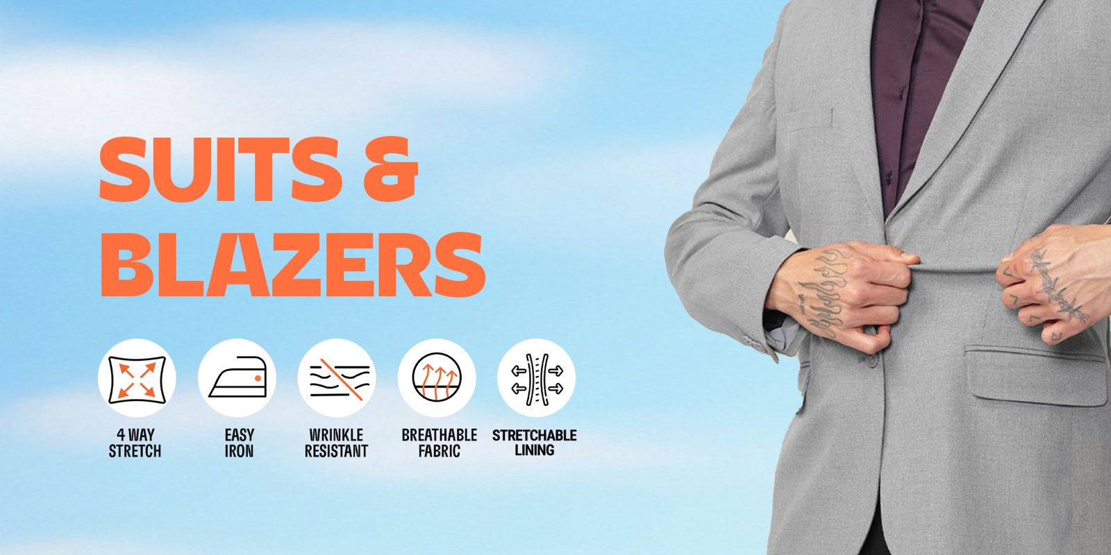 Men Slim Fit Single-Breasted Stretchable Blazer & Suits For All Seasons