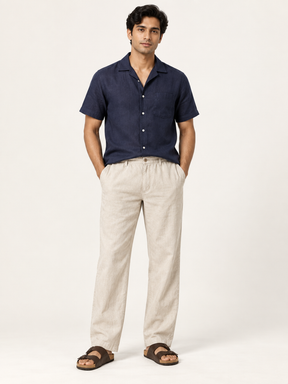 Cotton Linen Casual Pants in Beige