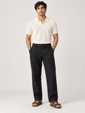 Cotton Linen Casual Pants in Black