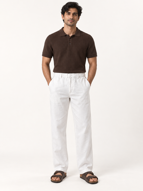 Cotton Linen Casual Pants in White