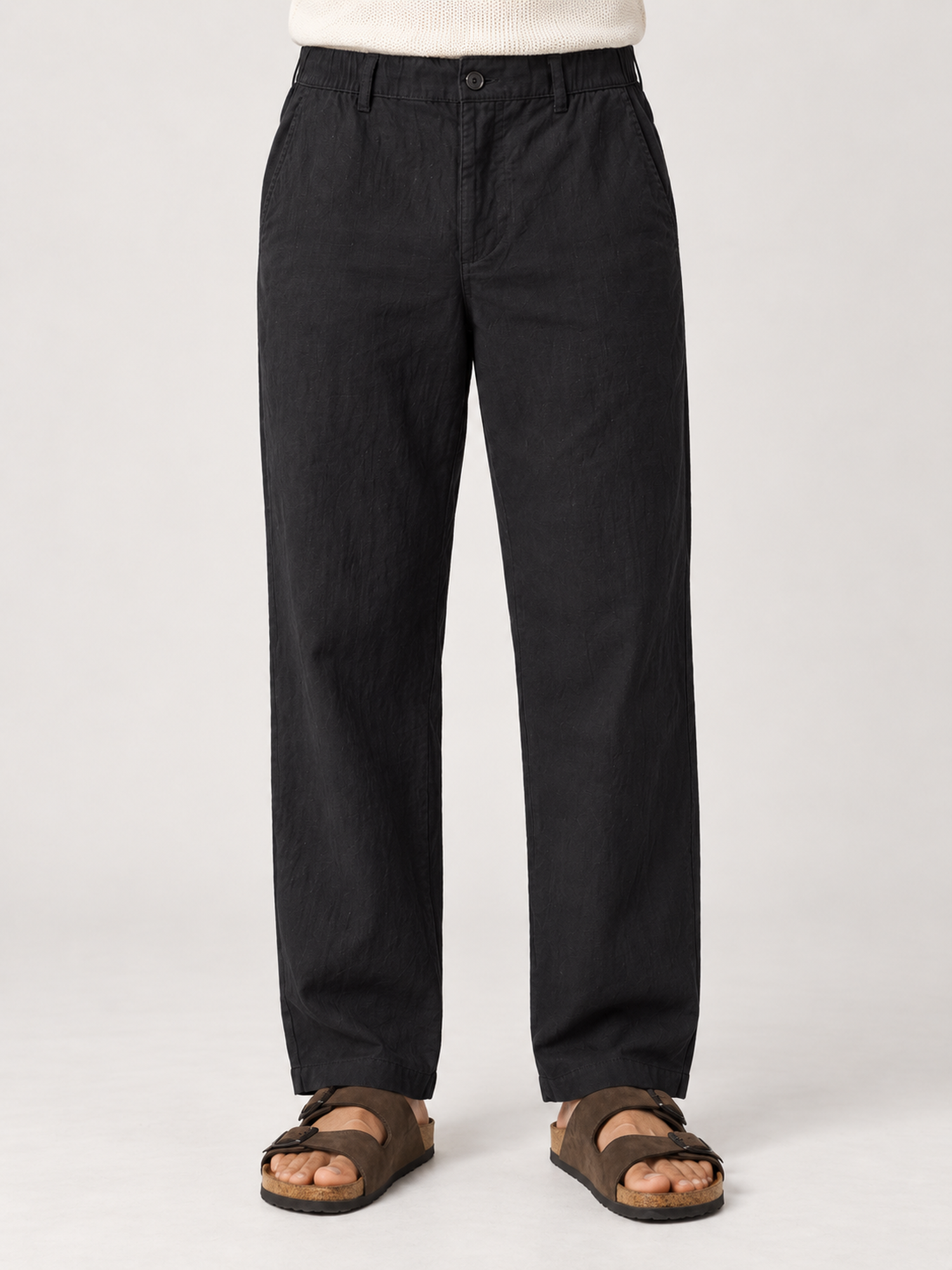 Cotton Linen Casual Pants in Black