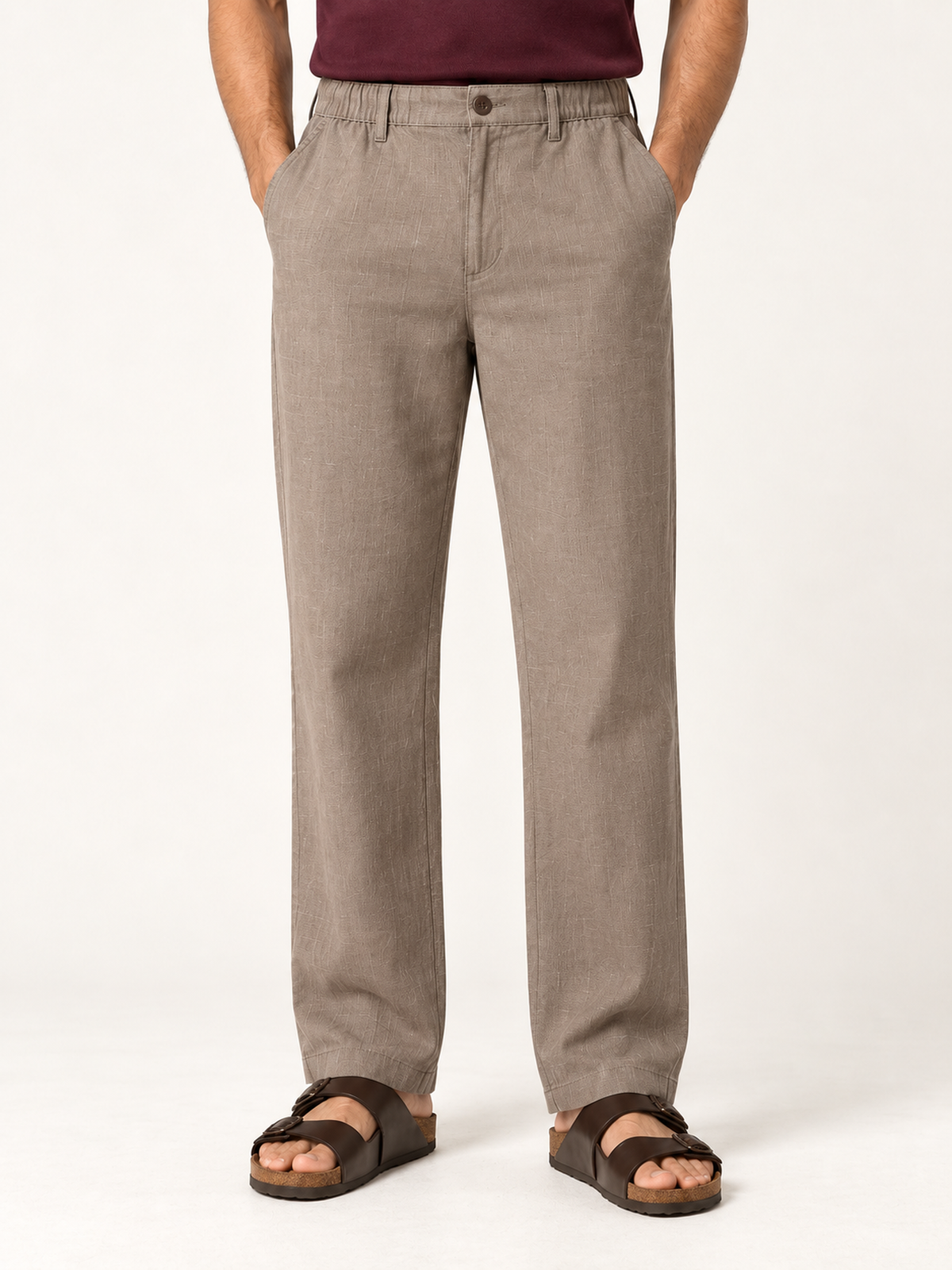 Cotton Linen Casual Pants in Khaki
