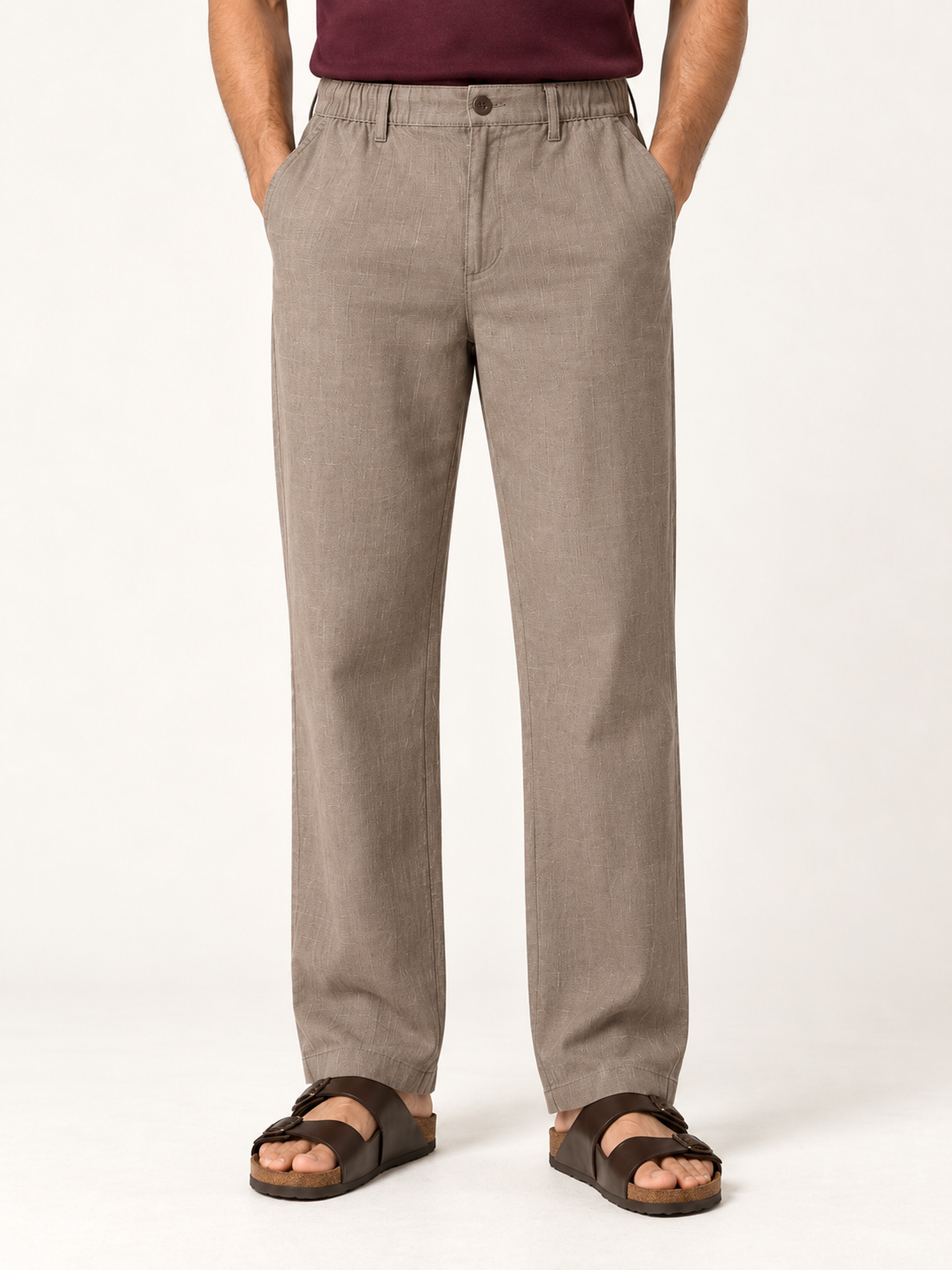 Cotton Linen Casual Pants in Khaki