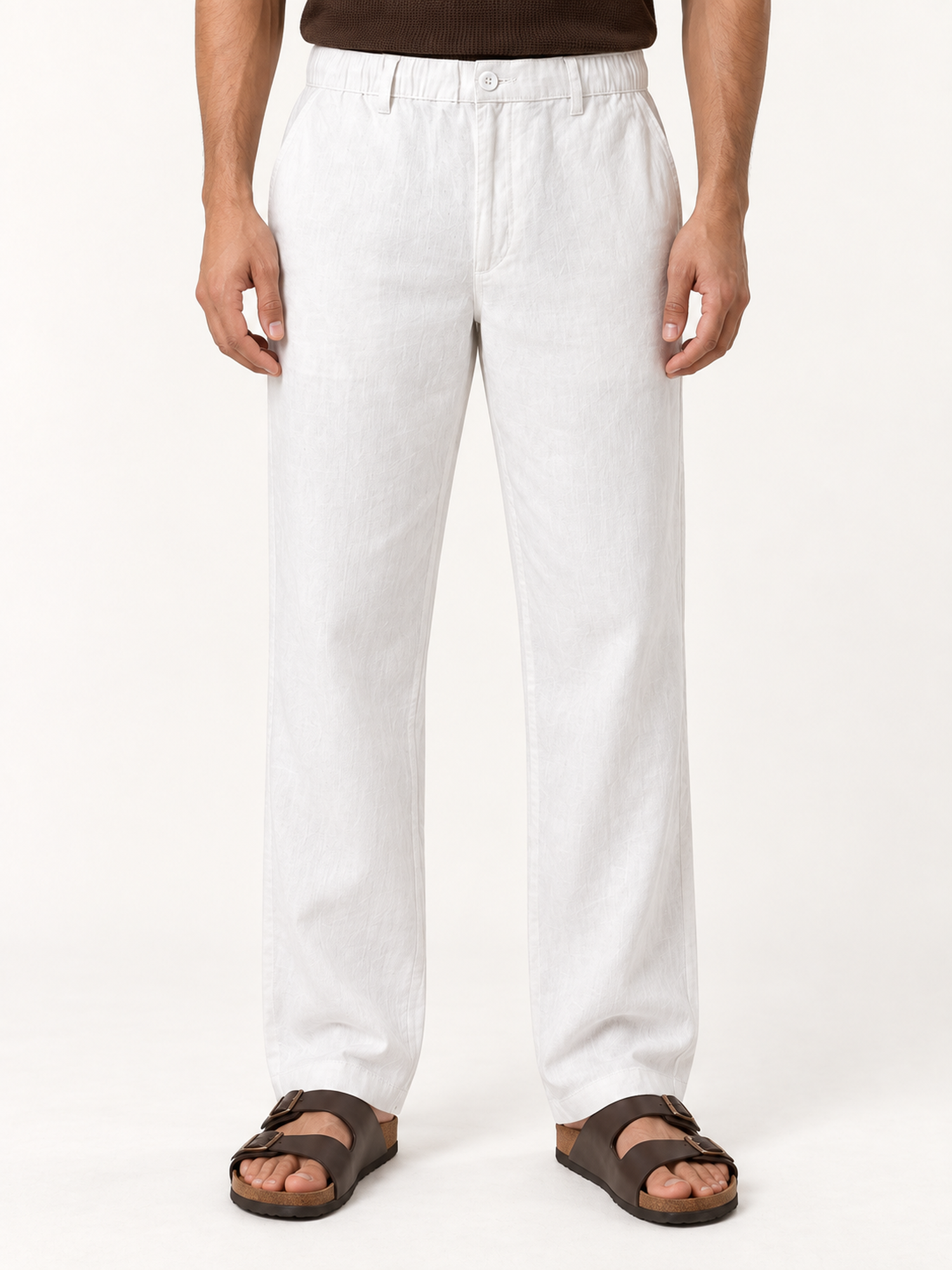 Cotton Linen Casual Pants in White