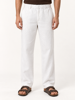Cotton Linen Casual Pants in White