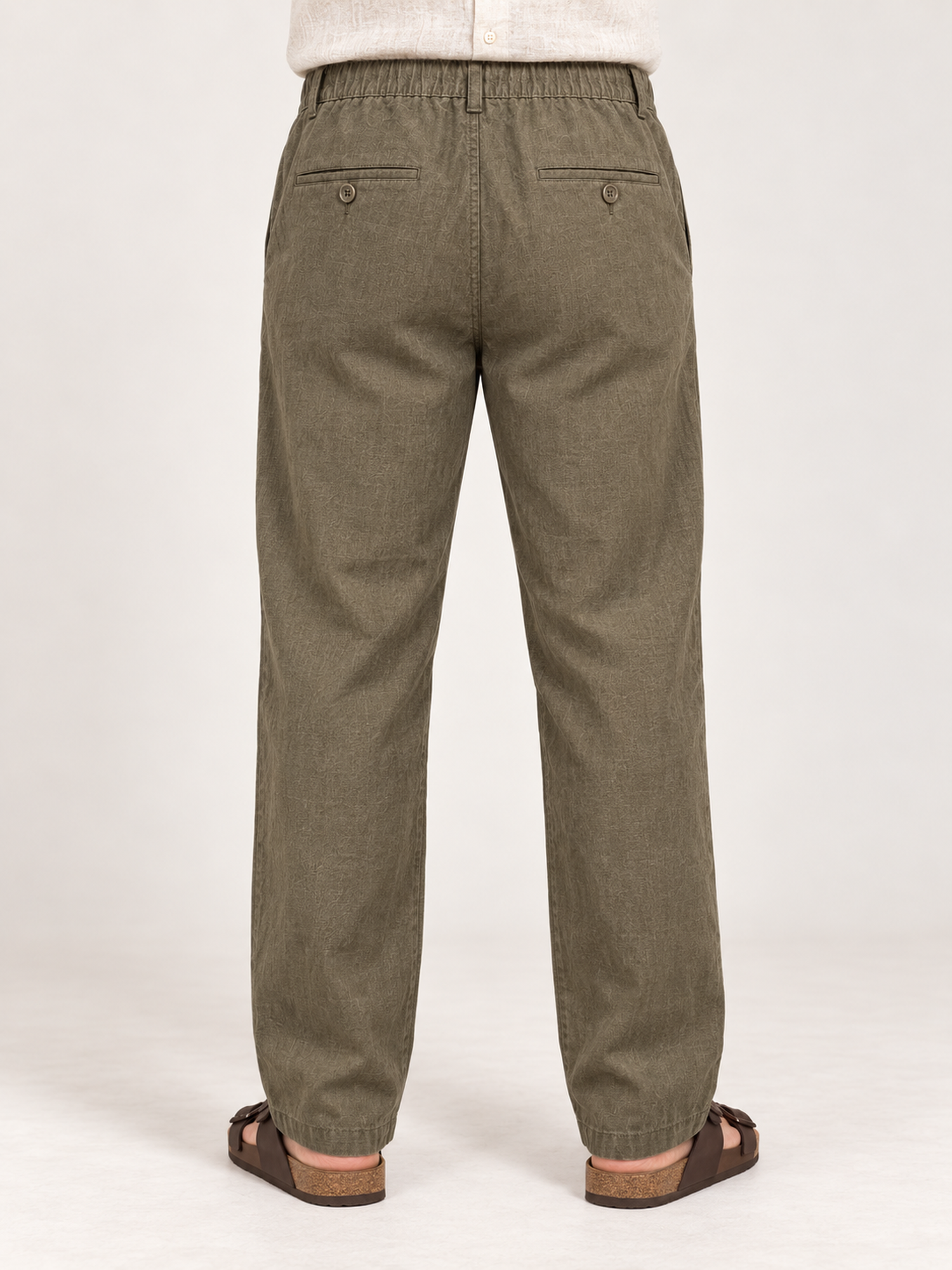 Cotton Linen Casual Pants in Olive