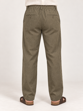 Cotton Linen Casual Pants in Olive