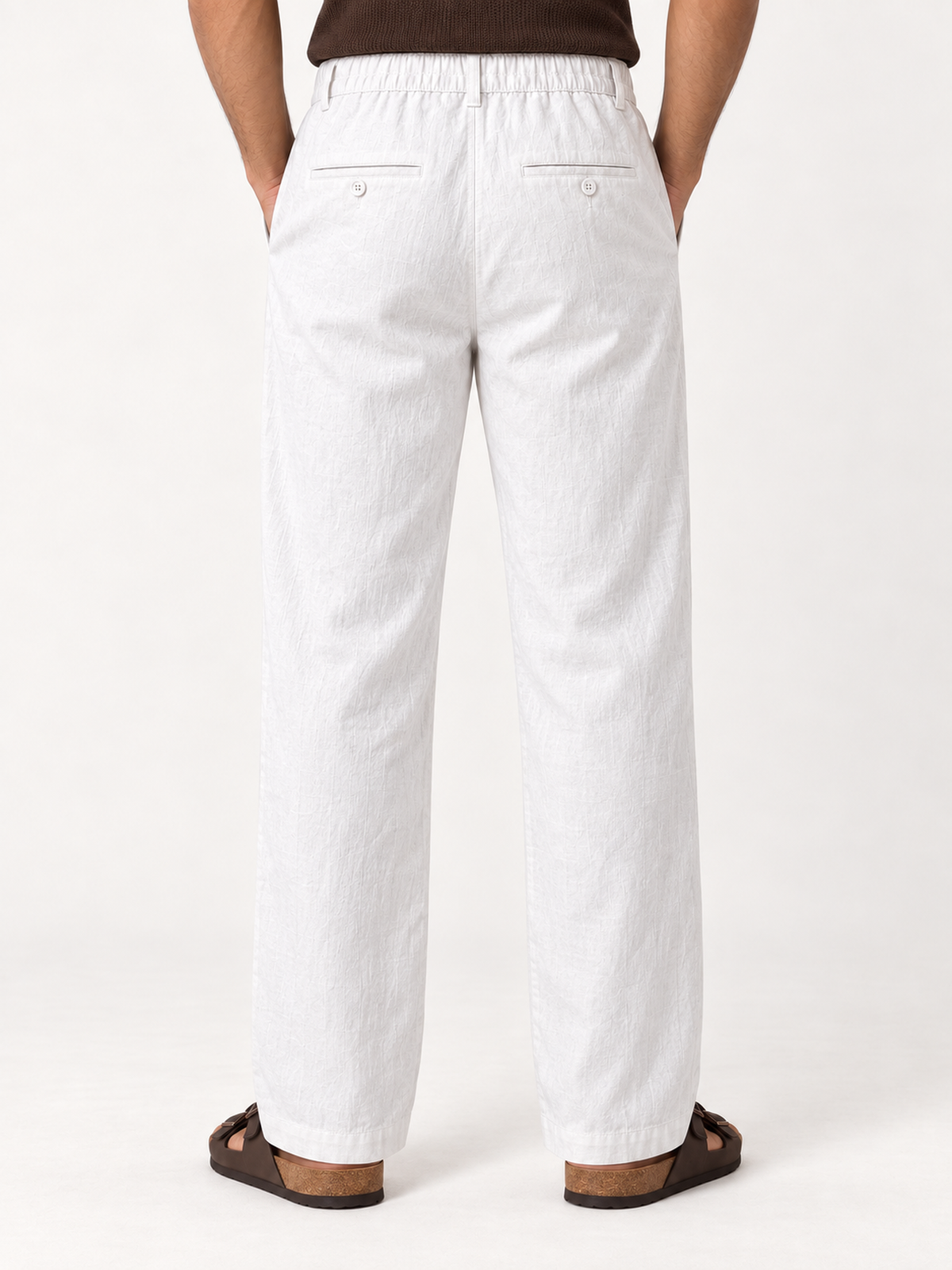 Cotton Linen Casual Pants in White
