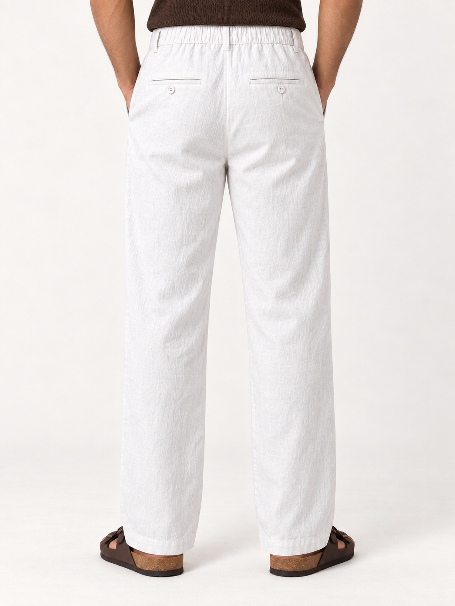 Cotton Linen Casual Pants in White