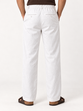 Cotton Linen Casual Pants in White